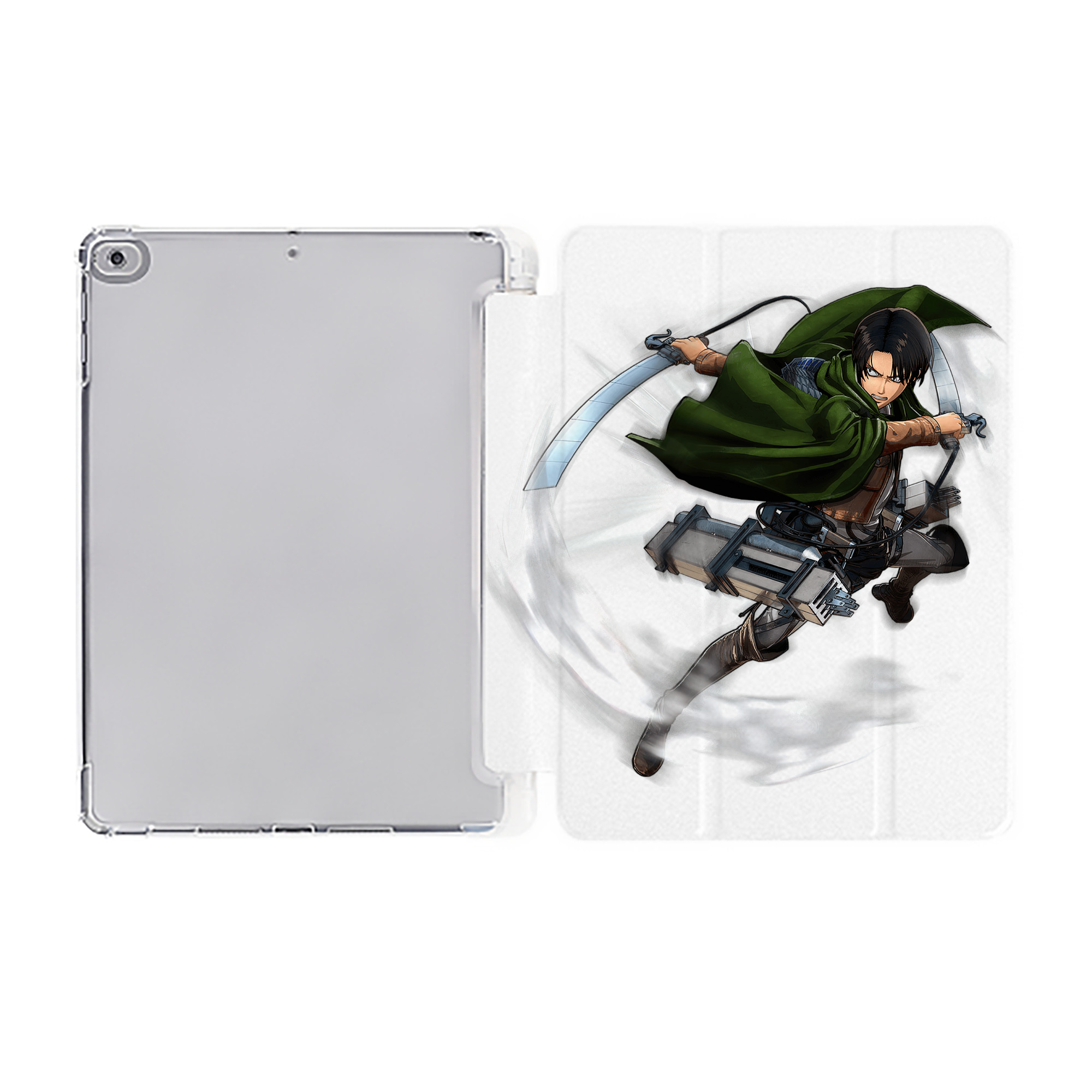 （画像用） 進撃の巨人 リヴァイ·アッカーマン Attack on Titan Levi Ackerman IPad ケース ペン収納付き 三つ折りスタンド PUレザー×シリコン 対応機種9.5/10.5/10.9インチ